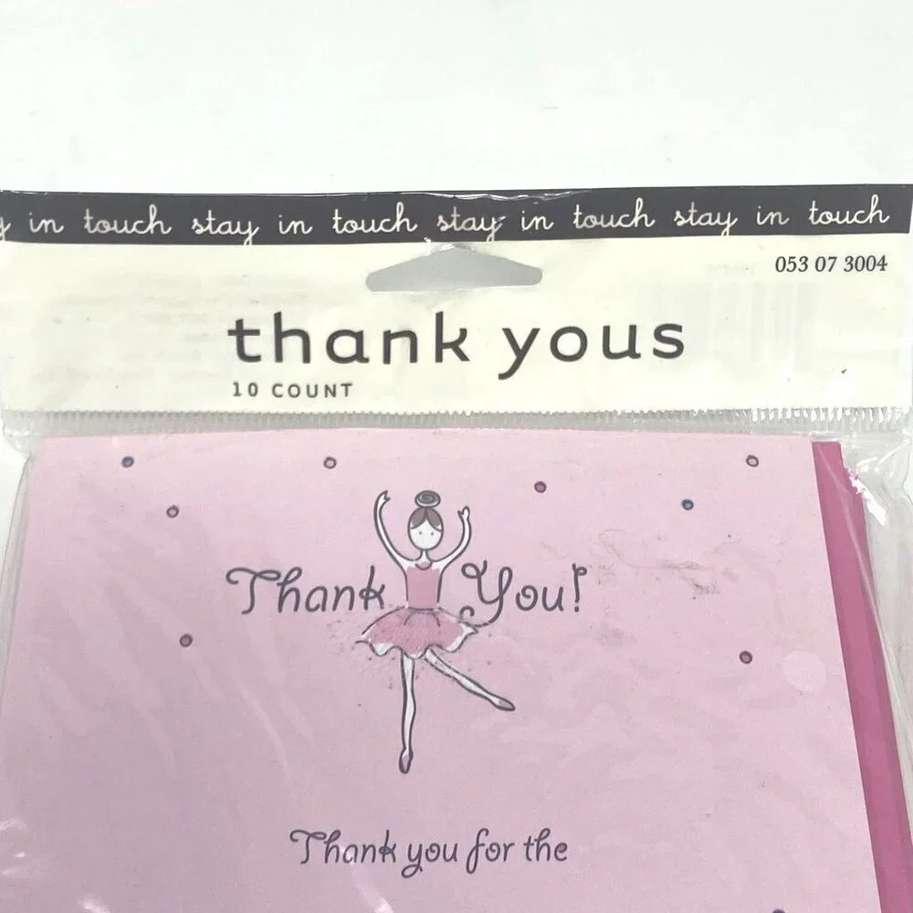 Target Pink Ballerina Kids Thank You Cards Envelopes 10 Count Gifts Stationery